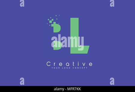 BL Letter Logo Design With Negative Space Concept in Blue and Green Colors Vector Stock Vector