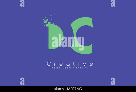 DC Letter Logo Design With Negative Space Concept in Blue and Green Colors Vector Stock Vector