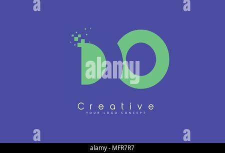 DO Letter Logo Design With Negative Space Concept in Blue and Green Colors Vector Stock Vector