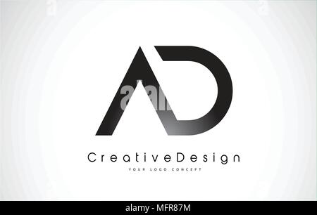 AD A D Creative Modern Black Letters Logo Design with Brush Swoosh ...