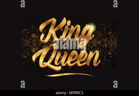 King Queen gold golden word texture text suitable for card, brochure or ...