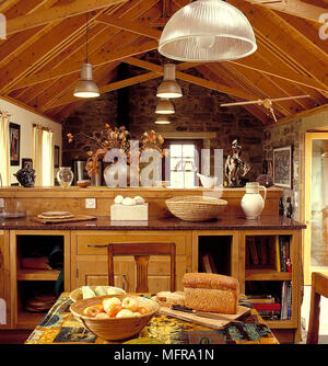 Open Plan Country Kitchen In Barn Conversion Neutral Stone