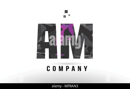 purple black alphabet letter am a m logo combination design suitable ...