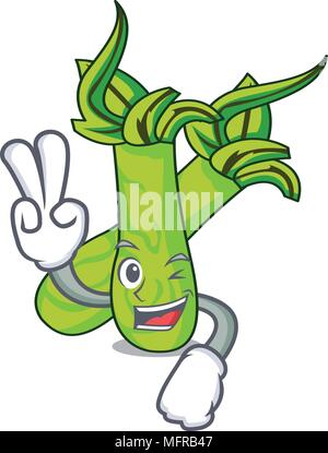 Two finger wasabi character cartoon style vector illustration Stock Vector