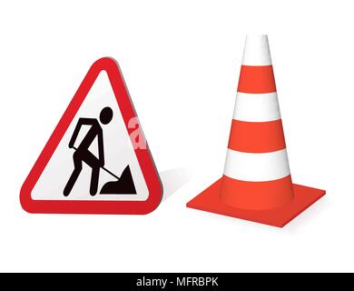 Road sign road repair Stock Vector