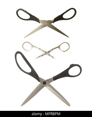 A set of scissors of different types Stock Vector