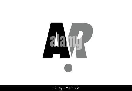 creative logo icon combination of alphabet letter ar a r in black and grey isolated on white background with simple efficient design Stock Vector