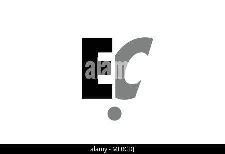 creative logo icon combination of alphabet letter ec e c in black and grey isolated on white background with simple efficient design Stock Vector