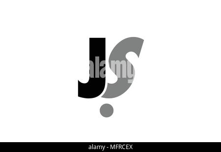 creative logo icon combination of alphabet letter js j s in black and grey isolated on white background with simple efficient design Stock Vector