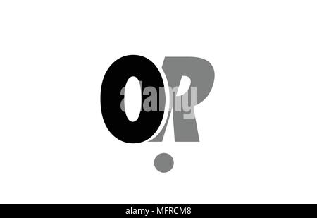 creative logo icon combination of alphabet letter or o r in black and grey isolated on white background with simple efficient design Stock Vector