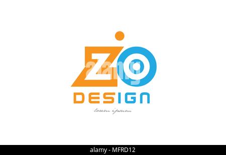 alphabet letter logo combination zo z o in orange and blue suitable for a business or company Stock Vector