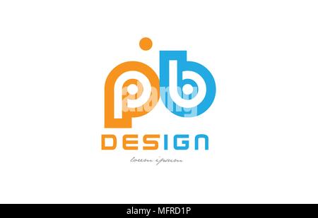 alphabet letter logo combination pb p b in orange and blue suitable for a business or company Stock Vector