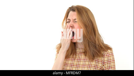 Portrait of Tired Yawning Pensive Teen Girl Stock Photo