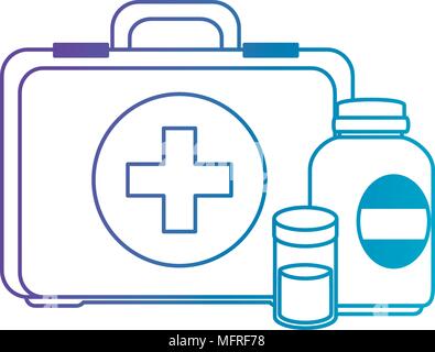 medical kit with bottles drugs vector illustration design Stock Vector