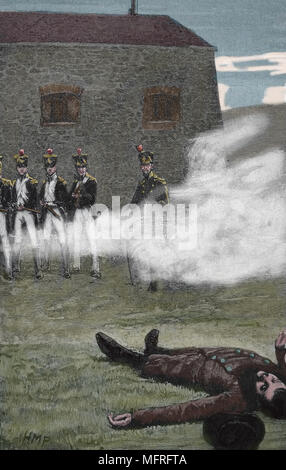 Execution of Duke of Enghien (1872-1804) of platoon of the Gendarmes d'Elite. 21 March 1804. Napoleon as First Consul of France. Stock Photo