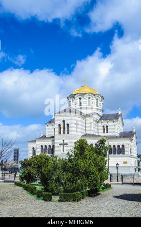 Saint Vladimir Cathedral, a Neo-Byzantine Russian Orthodox cathedral on the site of Chersonesos Taurica. Stock Photo