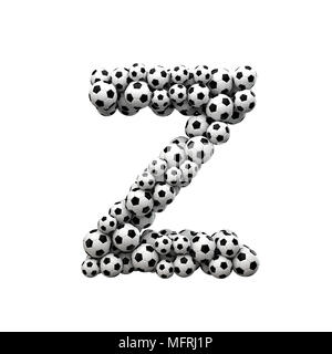 Capital letter Z font made from a collection of soccer balls. 3D Rendering Stock Photo