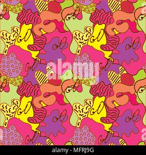 Seamless repeating pattern of colored figures with the inscription go Stock Vector