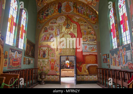 Israel Capernahum sea of galilee, Interior of The Greek Orthodox Church of the Twelve Apostles Stock Photo