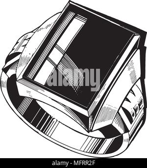 Mens Black Diamond Ring - Retro Clipart Illustration Stock Vector