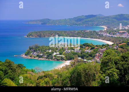 View of Karon and Patong Beach from Karon Viewpoint, Phuket, Thailand Stock Photo