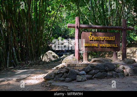 Directions to Bang Pae, Waterfall, Khao Phra Thaeo National Park, Thalang, Phuket Island, Thailand Stock Photo