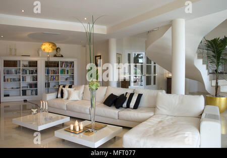 L Shaped Sofa In Modern Spacious Open Plan Sitting Room Stock Photo Alamy