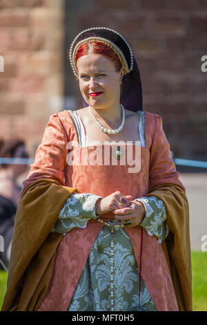Female re-enactor in Tudor dress. Stock Photo