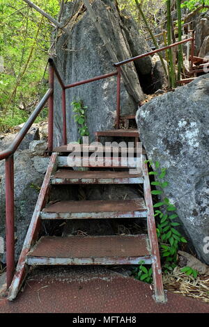Metal Path Way in Mountain. Stock Photo