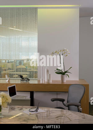 Chair at oval desk in modern office Stock Photo