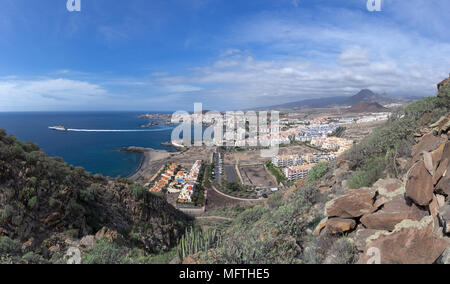 Los Cristianos, Tenerife, with departing ferry Stock Photo