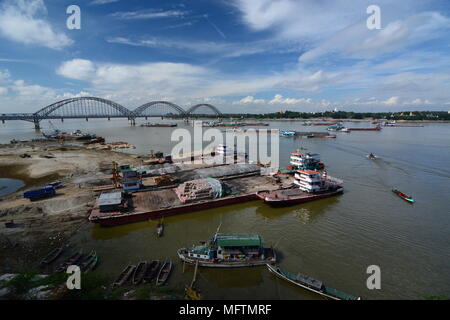 Irrawaddy river and Sagaing hill view from Shwe-Kyet-Kya pagoda. Mandalay region. Myanmar Stock Photo