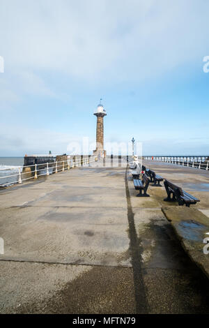 Whitby pier, North Yorkshire, UK Stock Photo