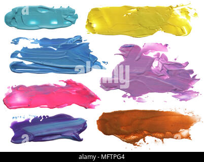 collection of abstract acrylic brush strokes blots Stock Photo