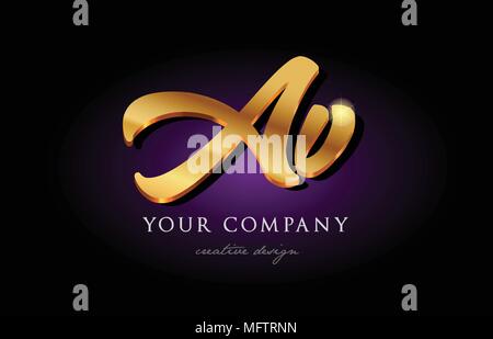 combination letter av a v gold golden alphabet logo icon design with ...