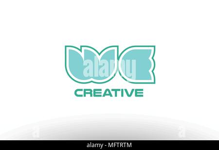 joint joined letter combination green pastel alphabet letter we w e logo icon design company Stock Vector