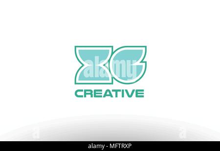 joint joined letter combination green pastel alphabet letter xg x g logo icon design company Stock Vector