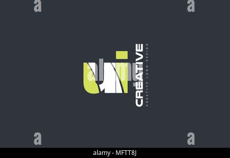 joint joined letter combination ui u i alphabet green blue blackground ...