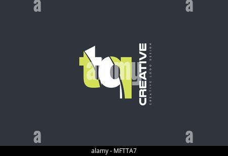 joint joined letter combination tq t q alphabet green blue blackground ...