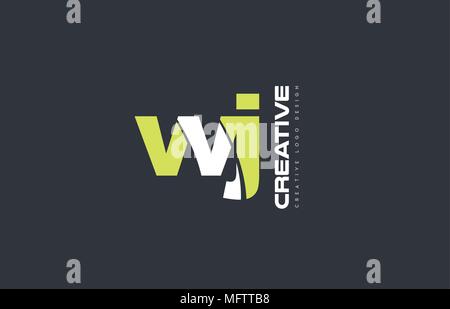 joint joined letter combination wj w j alphabet green blue blackground ...