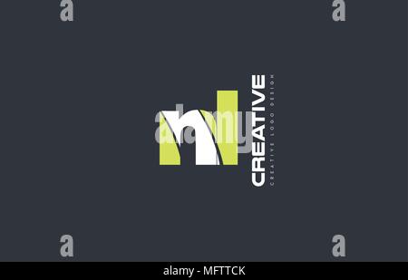 joint joined letter combination nl n l alphabet green blue blackground ...