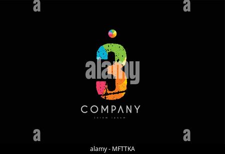 number 3 logo icon design with grunge texture and rainbow colored pattern Stock Vector