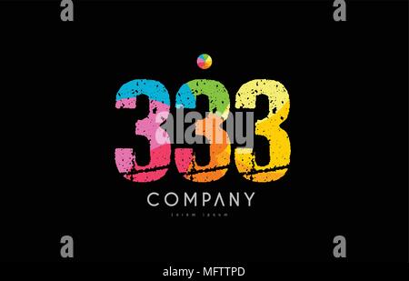number 333 logo icon design with grunge texture and rainbow colored ...