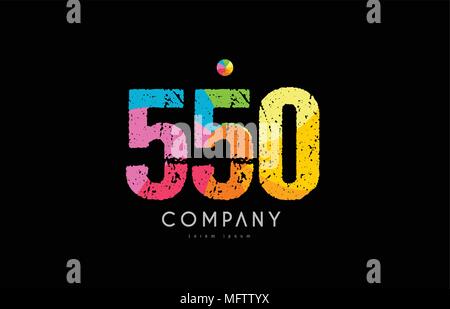 number 550 logo icon design with grunge texture and rainbow colored pattern Stock Vector