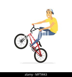 BMX rider - cartoon people character isolated illustration Stock Vector