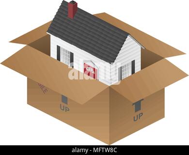 Real-estate Moving House Packing Box Vector Illustration Stock Vector