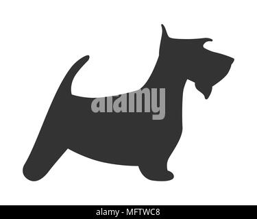 Scotch terrier silhouette dog puppy breed simple icon. Vector illustration. Stock Vector