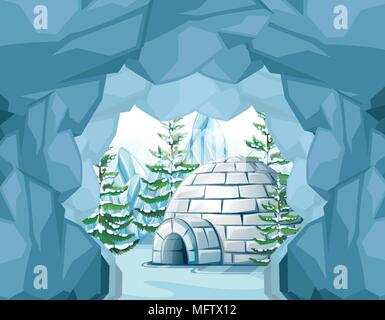 Igloo in the North Pole illustration Stock Vector