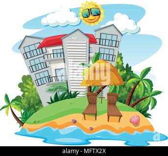 Building on the Beautiful Island illustration Stock Vector