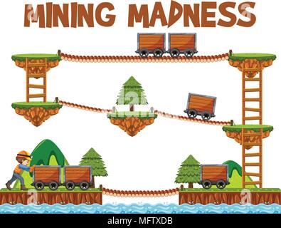 Adventure Mining Madness Game Template illustration Stock Vector